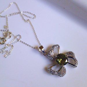 PERIDOT QUART AND CZ NECKLACE